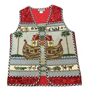Vintage Vest Tapestry Waistcoat Noah’s Ark Hamilton USA Size M